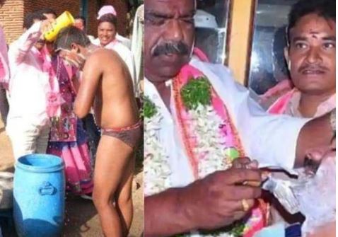 TRS Candidates Give Bath, Haircut To Men Ahead Of Telangana Elections